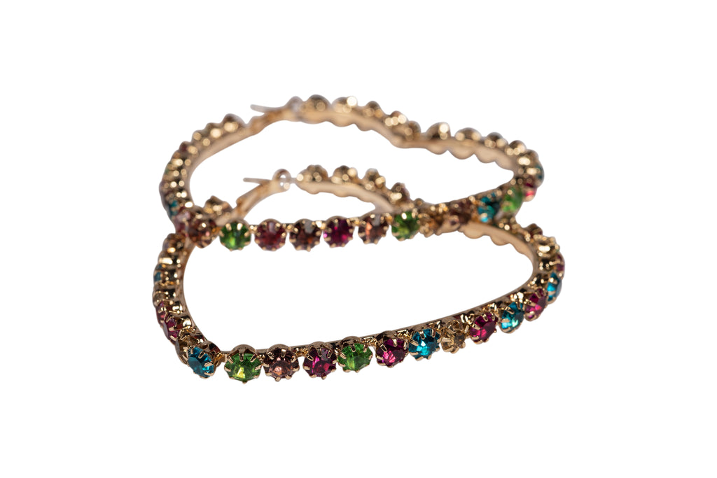 Rainbow Oversized Heart Hoops